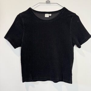 🛍️4 for 20$ / Twik Black Ribbed Crop T-Shirt Top / Black / S